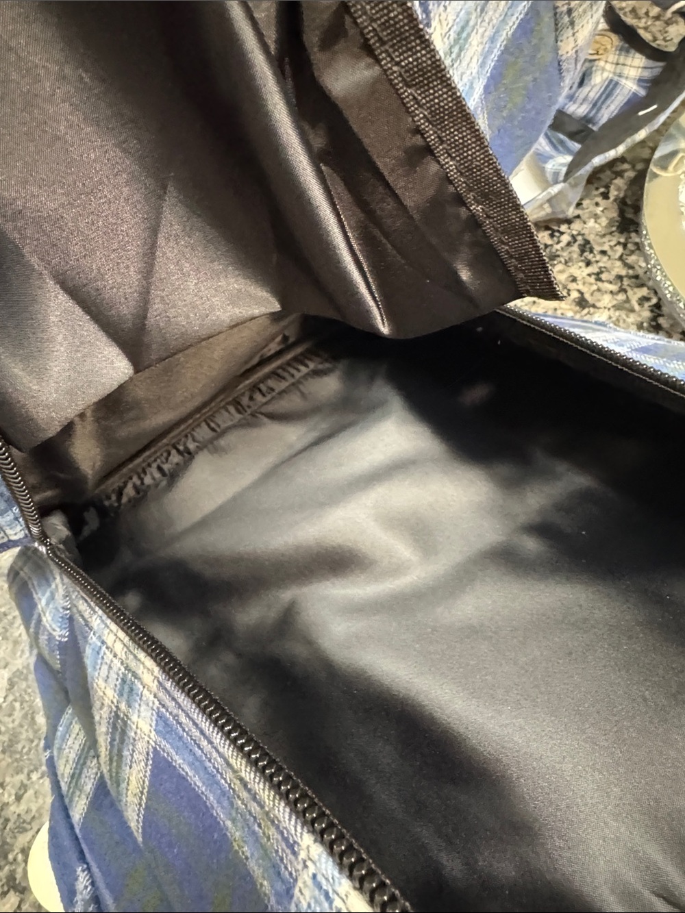 Backpacker Blue Plaid full size Backpack with Matching Cap NWT - Picture 11 of 15